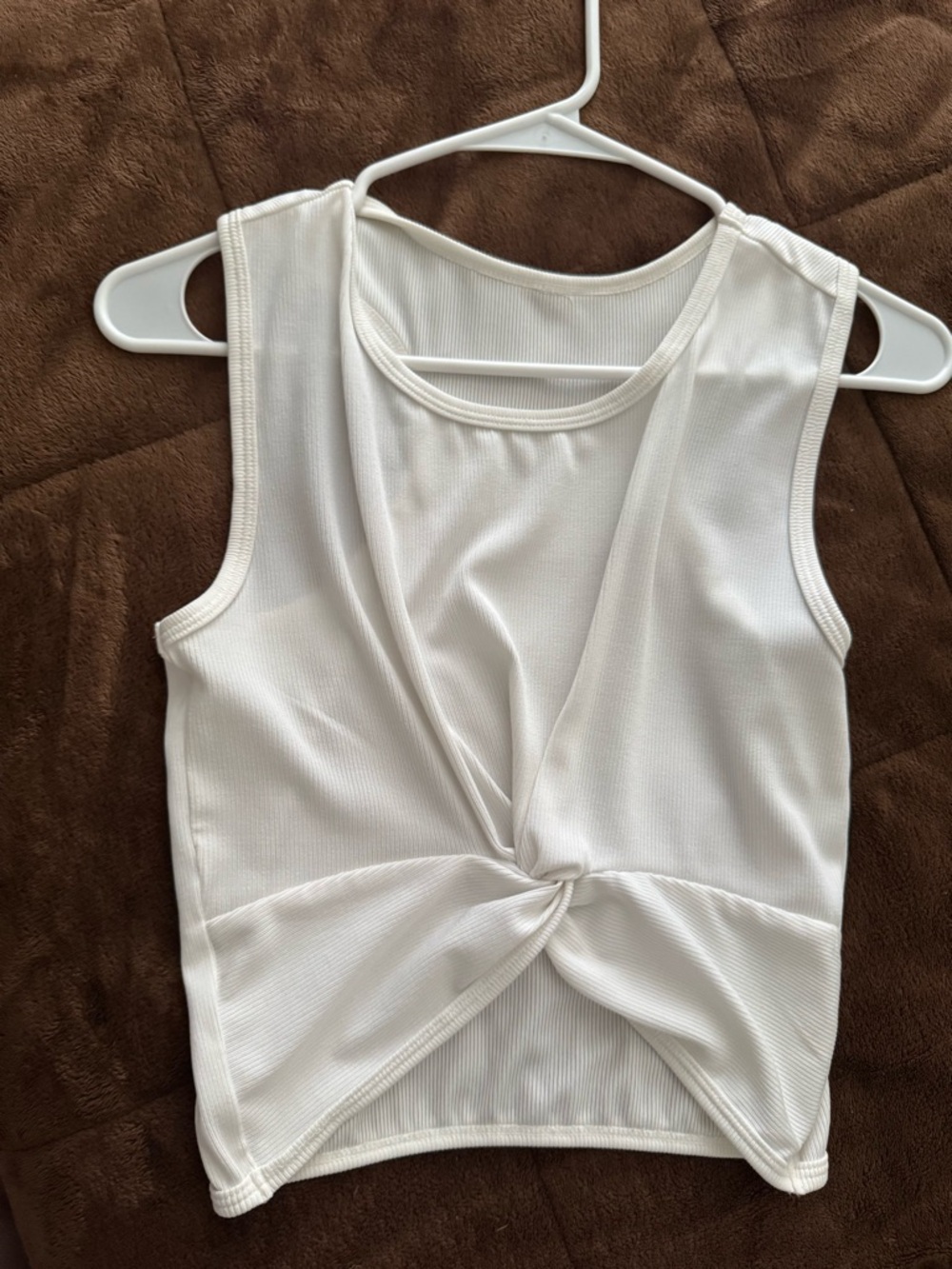 Twist-Front White Crop Tank Top